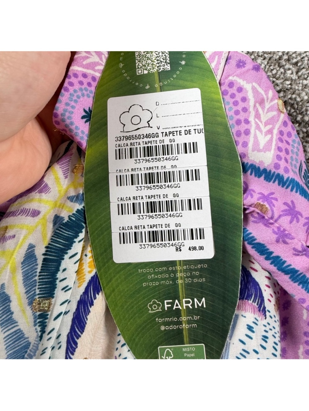 Farm Rio XL Purple tropical toucan wide leg palazzo pants - Picture 11 of 11